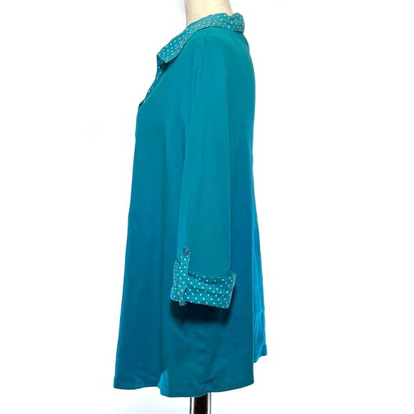 Lane Bryant Plus Polka Dot 3/4 Sleeve Cotton Knit Top - Picture 2 of 7